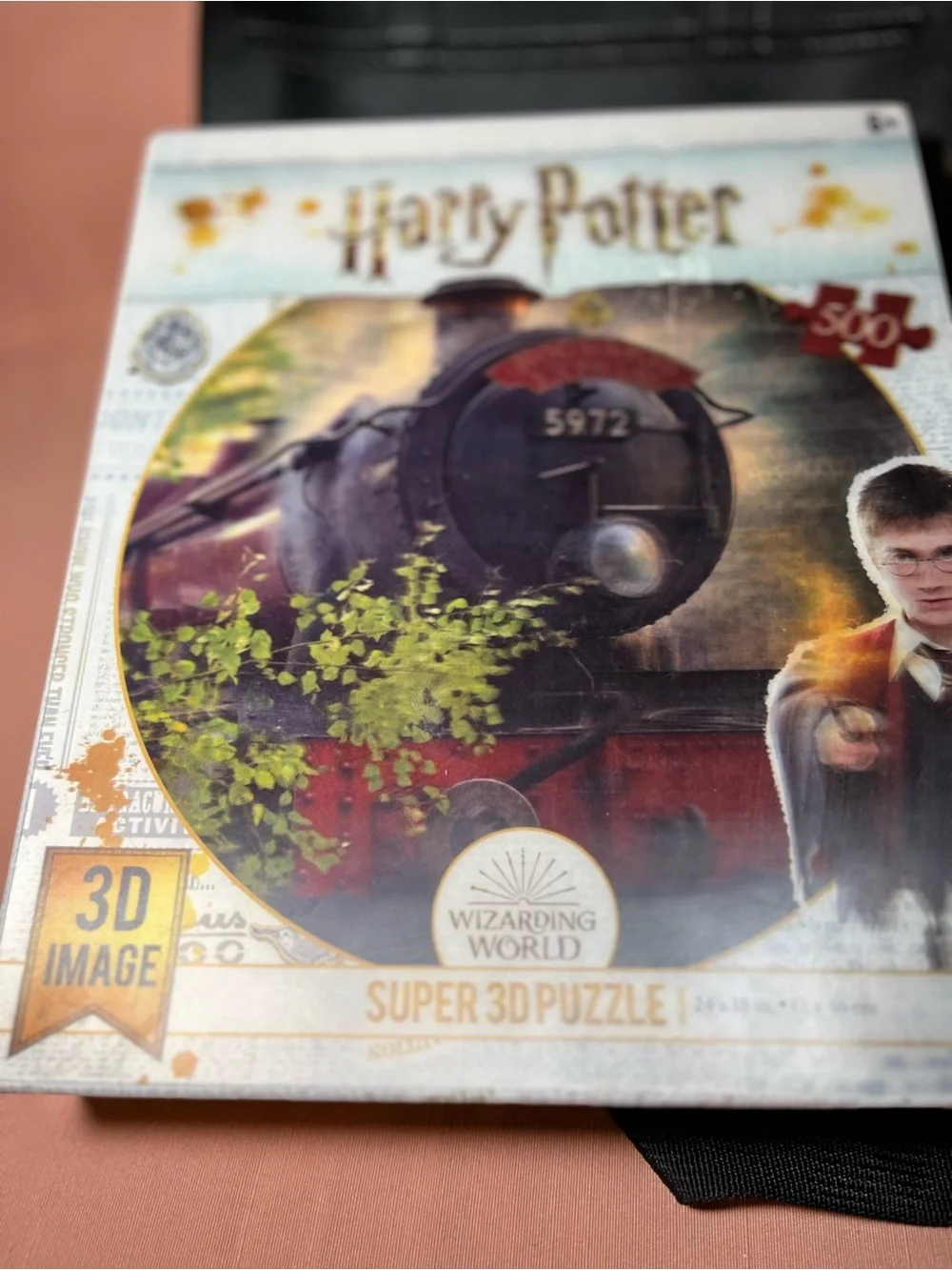 Hogwarts Black Crossbody Satchel Bag with Gold Emblem & 3D puzzle